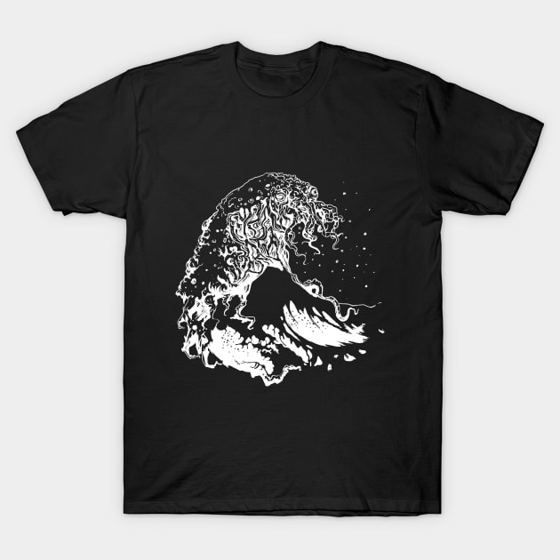 White Monster is a big wave T-Shirt by ElizabethNspace